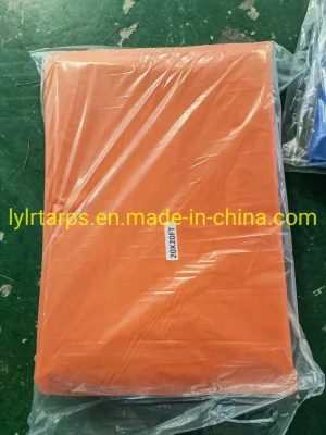 Telo in PVC arancione rifinito con occhielli e corde zincate
